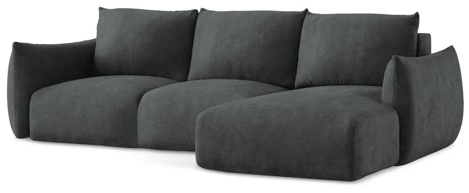 Tmavosivá ženilková rozkladacia rohová pohovka (pravý roh/s leňoškou) Leila – Makamii