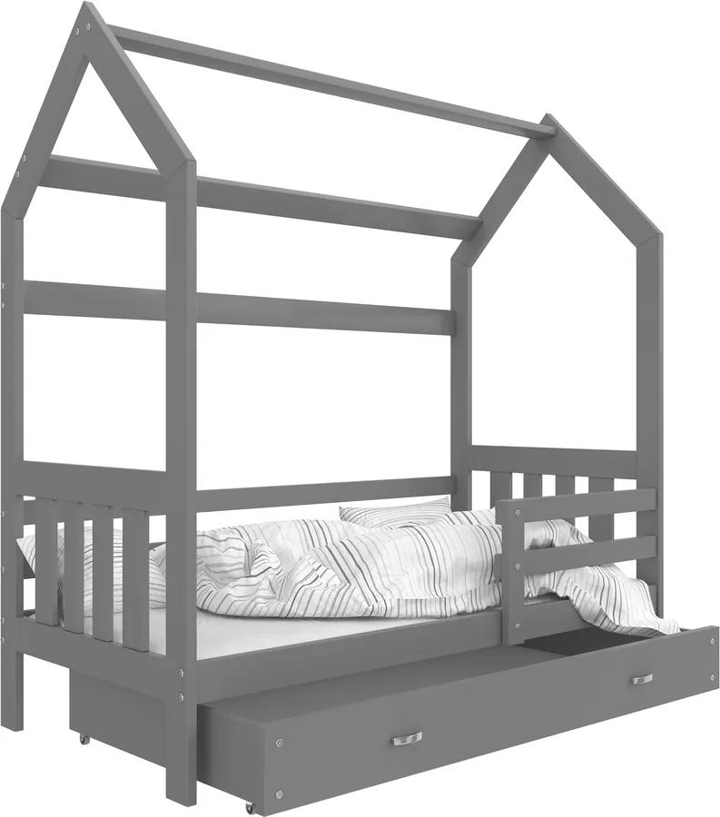 Detská posteľ domček Filip - sivá 190x80 cm