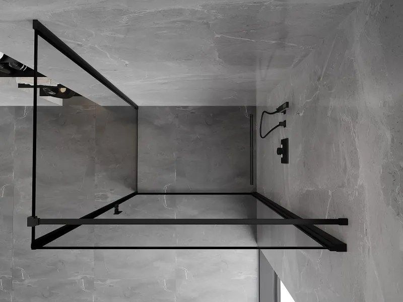 Mexen Mist-B, 1-krídlový výklopný sprchový kút, pravý, 100 x 120 cm, číre sklo-čierny rám, 8A2T-100-120-70-70-P