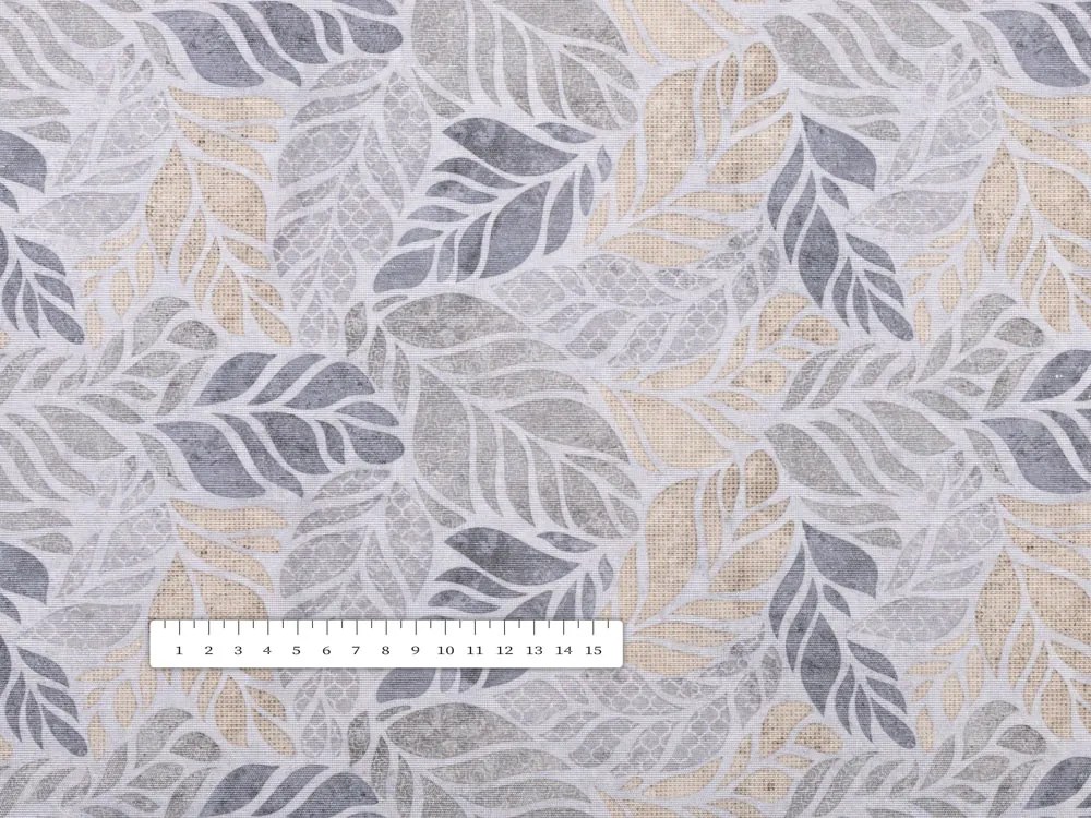 Biante Dekoračná obliečka na vankúš PML-057 Mozaika žltosivých listov na sivom 30 x 50 cm