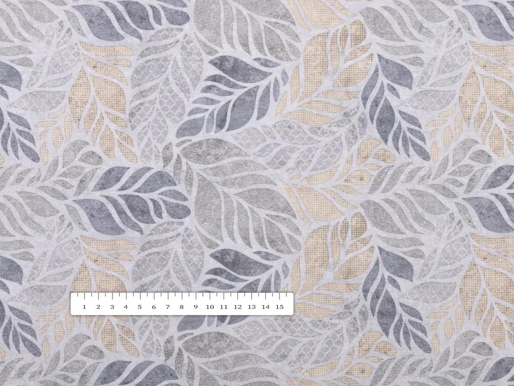 Biante Dekoračná obliečka na vankúš PML-057 Mozaika žltosivých listov na sivom 50 x 50 cm