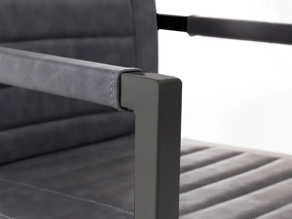 furniture-nabytek.cz - Sada 2 masivních křesel s područkou Picton, umělá kůže / kov, šedá/černá