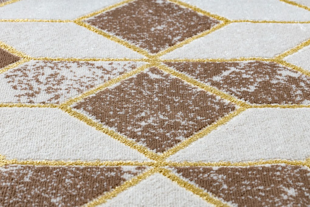 Moderný MEFE koberec B400 vzor kocka, 3D, tmavo-béžový