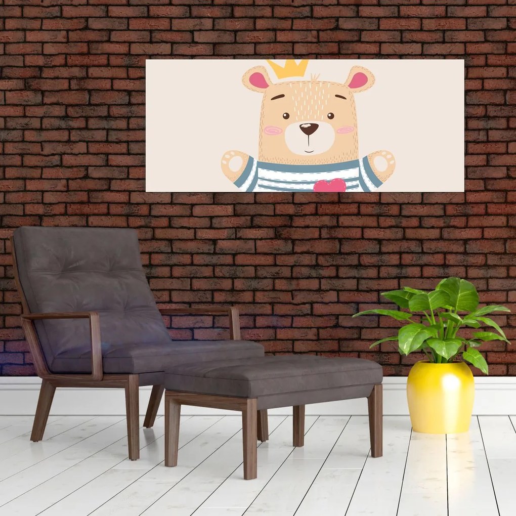 Obraz - Medvedík s korunkou (120x50 cm)