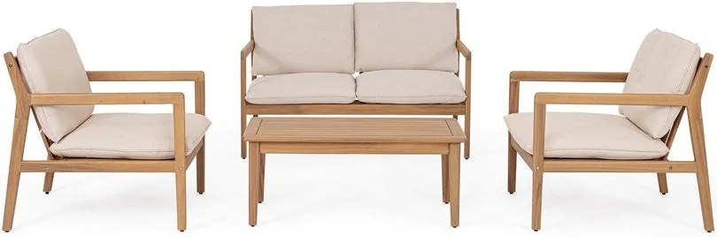 Záhradná lounge súprava z masívu akácie v prírodnej farbe pre 4 záhradný Danubio – Bizzotto