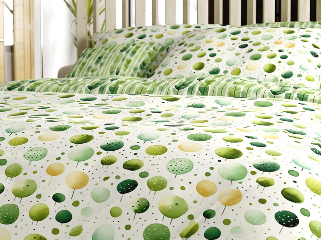 Polybavlnené obliečky GREEN TREES POLY zelené Rozmer obliečky: 70 x 90 cm | 140 x 220 cm