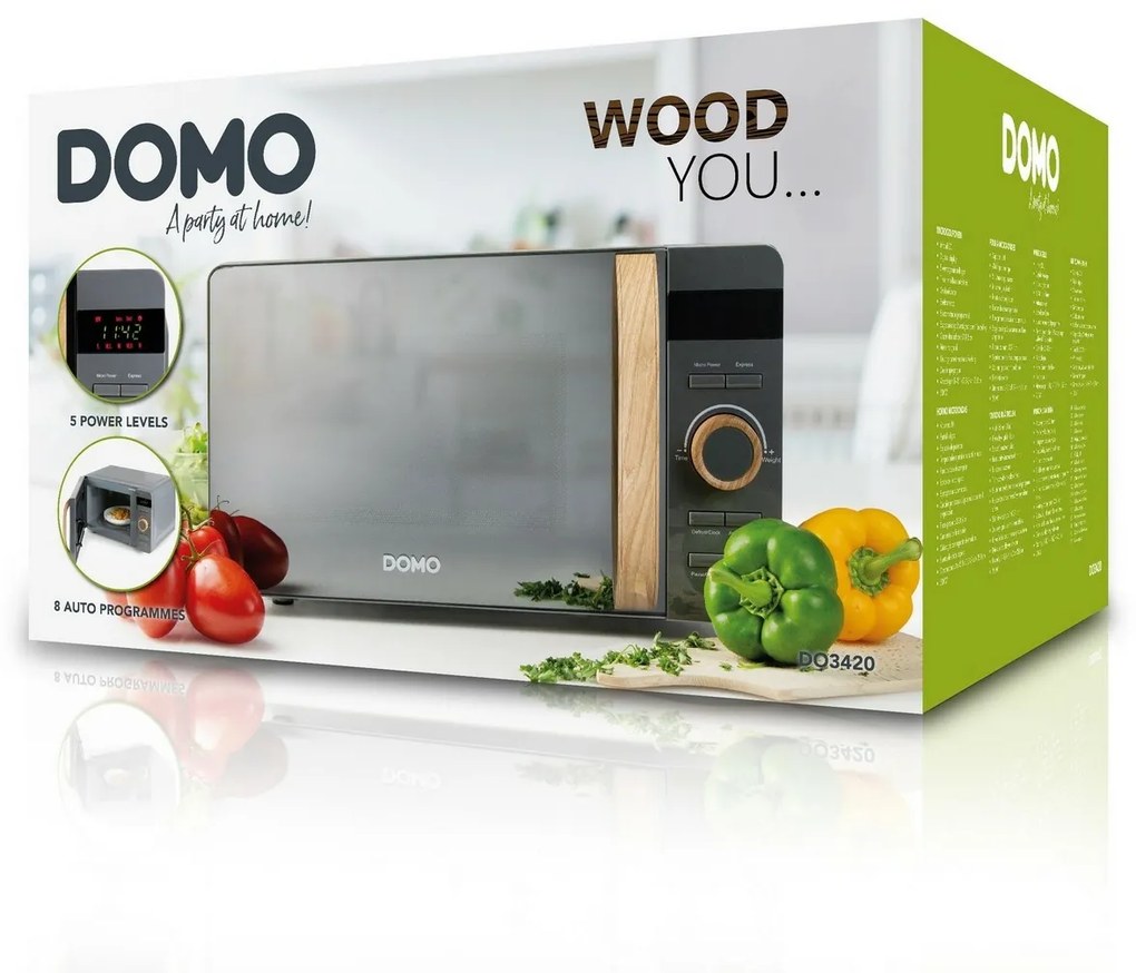 DOMO DO3420 mikrovlnná rúra WOOD YOU, sivá