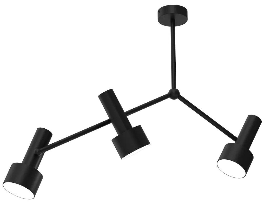 Stropné svietidlo Linterna, 3x čierne kovové tienidlo, b