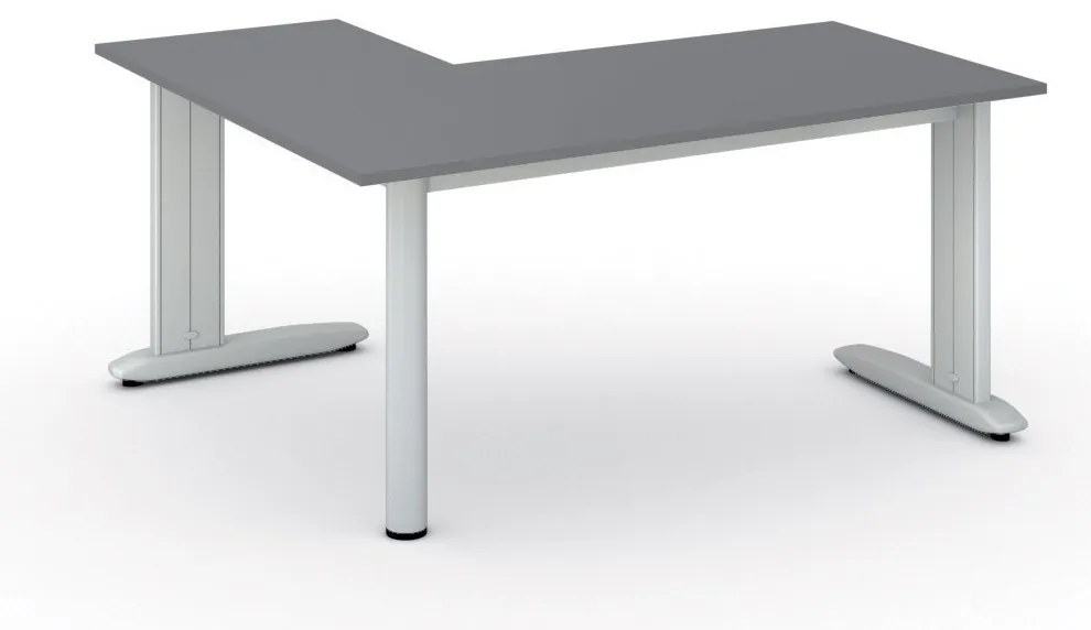 Rohový kancelársky písací stôl PRIMO FLEXIBLE, 160x140 cm, grafit
