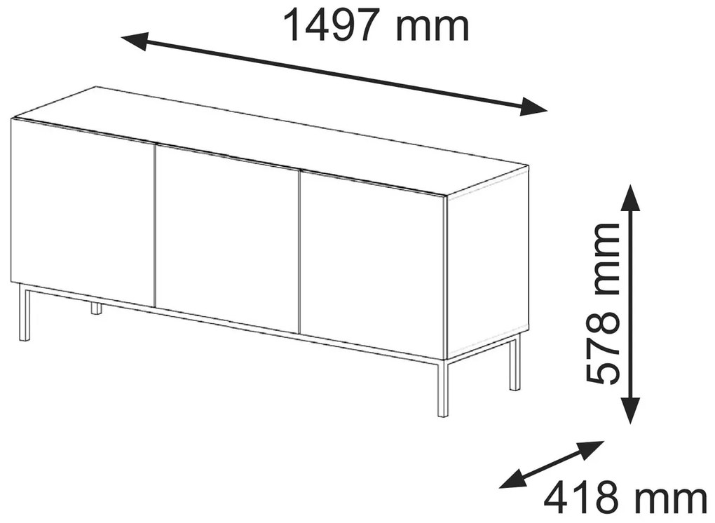 TV skrinka/stolík 3D 150 Rowanna (biela + čierna). Vlastná spoľahlivá doprava až k Vám domov. 1125011