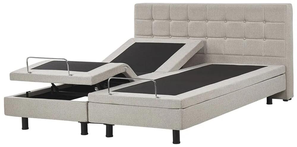 Nastaviteľná čalúnená posteľ 180 x 200 cm béžová DUKE Beliani