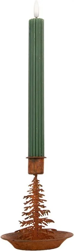 Hrdzavý rustikálny svietnik na úzku sviečku stromček Tree Rust - Ø 11*13 cm