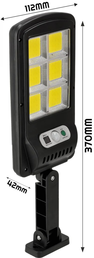 BERGE Solárna LED COB lampa s pohybovým čidlom + diaľkový ovládač ORAN 30W