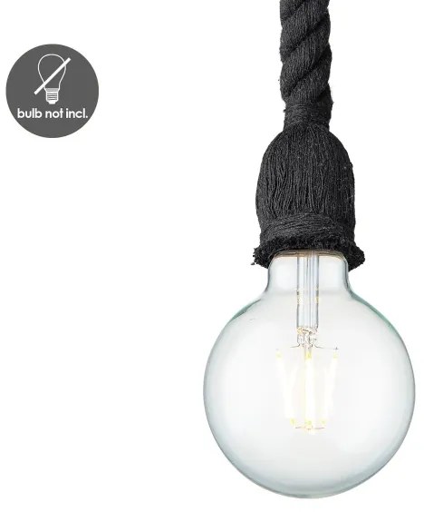 Luster na lanku LEONARDO ROPE 1xE27/10W/230V čierna
