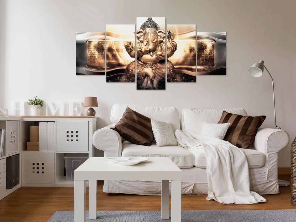 Artgeist Obraz - Buddha Style (5 Parts) Golden Wide Veľkosť: 225x112.5, Verzia: Premium Print