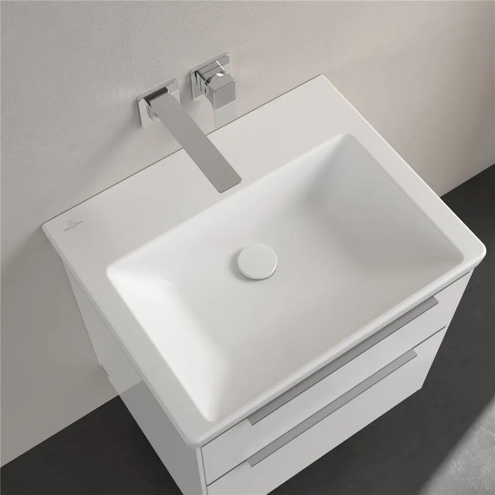 VILLEROY &amp; BOCH Subway 3.0 umývadlo na skrinku bez otvoru, bez prepadu, 600 x 470 mm, Stone White, s povrchom CeramicPlus, 4A7063RW