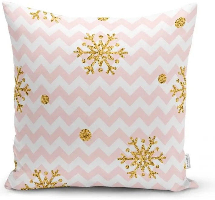 Vianočná obliečka na vankúš Minimalist Cushion Covers Golden Snowflakes, 42 x 42 cm