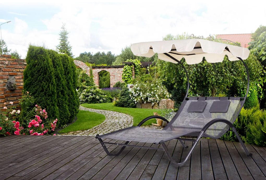 ModernHome Záhradné ležadlo s baldachýnom