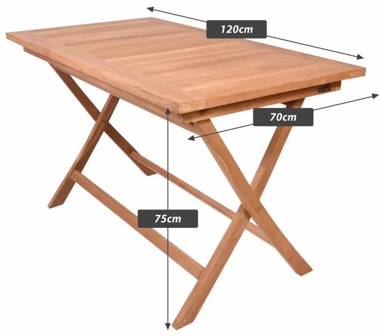 Jedálenský stôl DIVERO masívny teak 120 x 70 x 75 cm hnedý