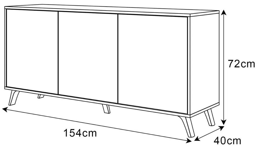 KOMODA ALWIN BIELA VYSOKÝ LESK 153cm BIELE NOŽIČKY
