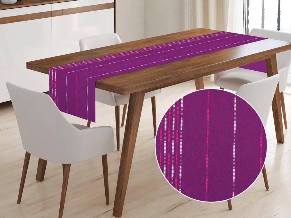 Biante Bavlnený behúň na stôl Olivia OL-002 Pásiky na fialovom 20x160 cm