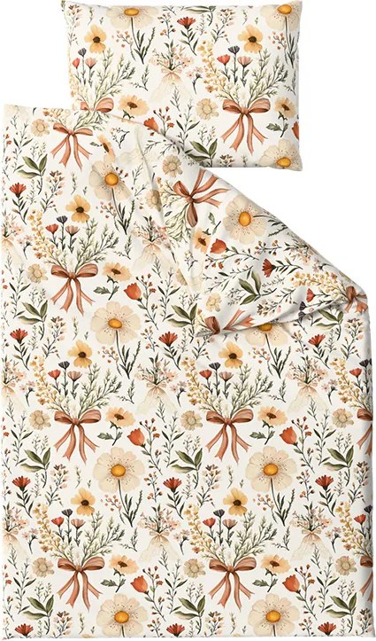 Polybavlnené obliečky FLORAL RIBBON POLY krémové Rozmer obliečky: 70 x 90 cm | 140 x 200 cm