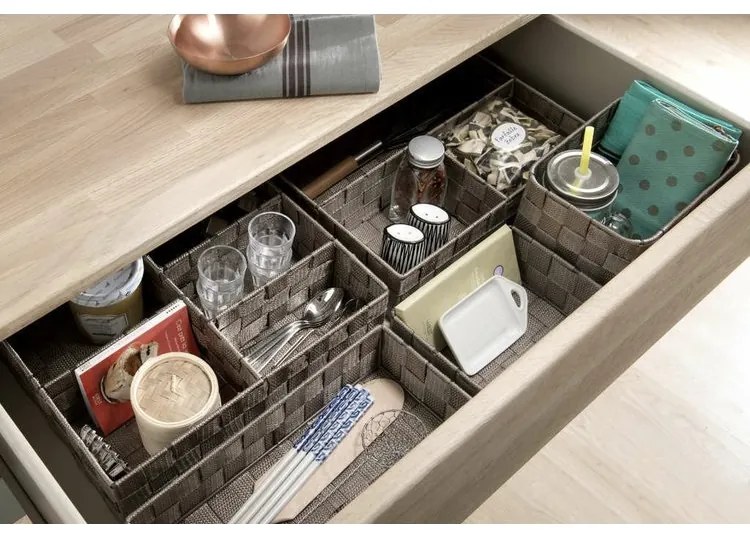 Organizér Compactor TEX 32 x 25 x 8 cm, 5 dielov, svetlo hnedá