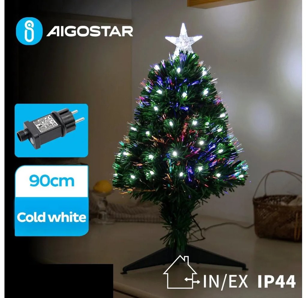 Aigostar - LED vonkajší vianočný stromček, 3,6 W, 230 V, 90 cm, IP44, studená biela