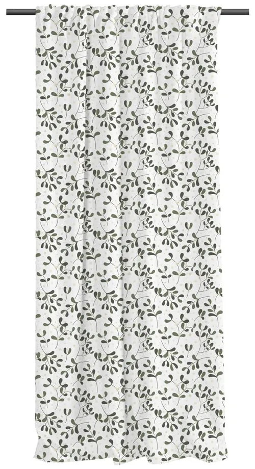 Bielo-zelený záves z bavlneného saténu 110x250 cm Santa Likes Mistletoe – Butter Kings