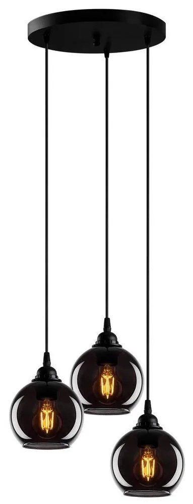 Luster na lanku SMOKED 3xE27/40W/230V
