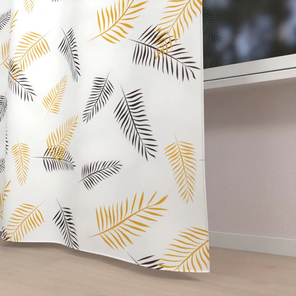Biante Detský bavlnený záves Sandra SA-219 Zlaté a čierne palmové listy na bielom 150x240 cm