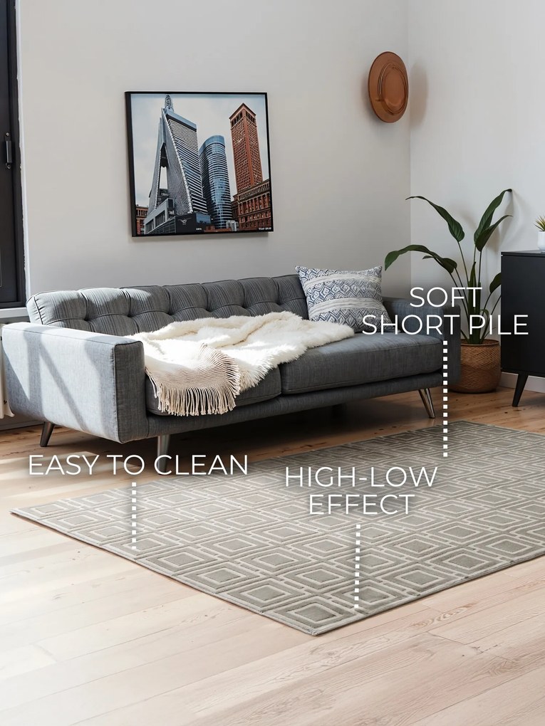 Kusový koberec Perles 106190 Cream Grey z kolekcie Elle, 120x170, šedá, obývacia izba, ELLE Decoration