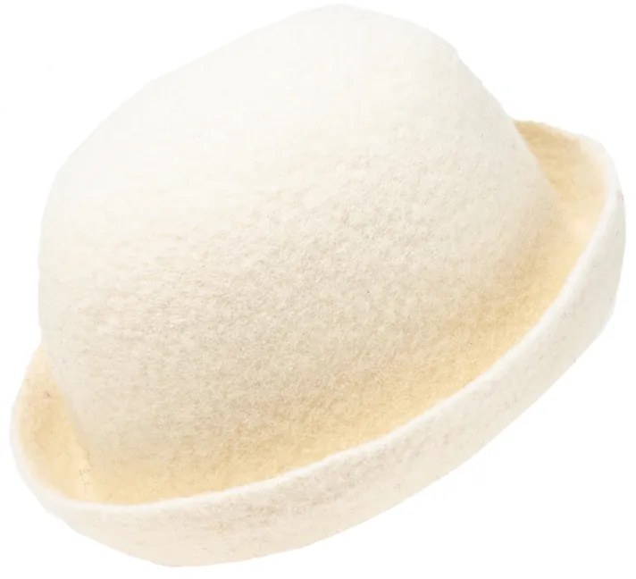 Klobúk do sauny z ovčej vlny Lahtiset, prírodná biela