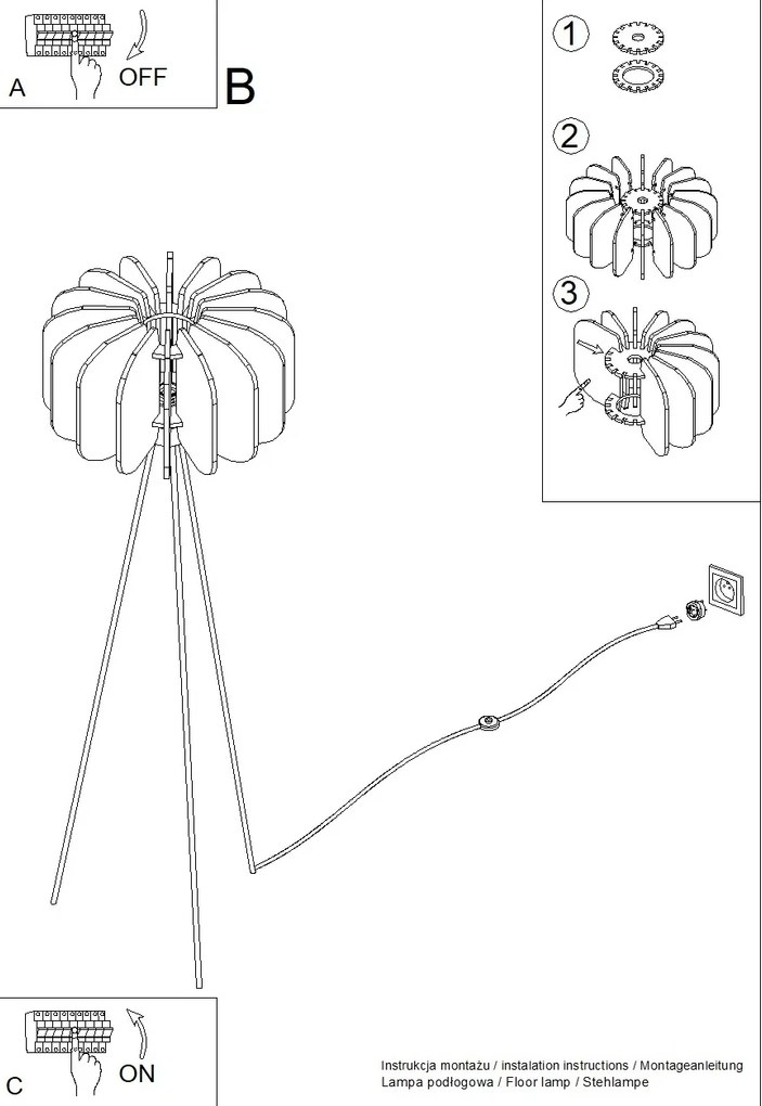 Stojacia lampa Mula, 1x modré plstené tienidlo, b, (fi 45cm)