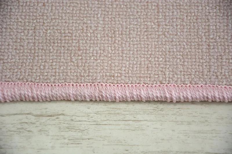 styldomova Detský ružový koberec protišmykový LOKO vtáčik