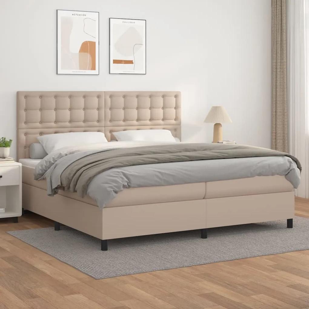Boxspring posteľ s matracom kapučínová 200x200 cm umelá koža 3142868