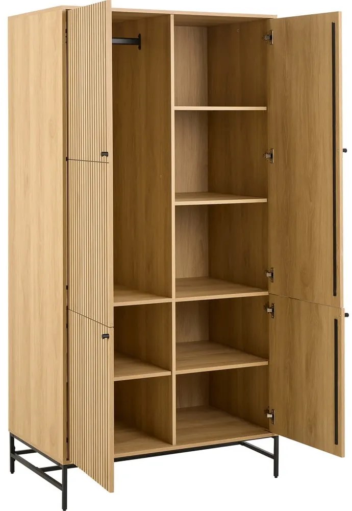 Šatníková skriňa v dekore duba v prírodnej farbe 99x200x60 cm Albany – Actona