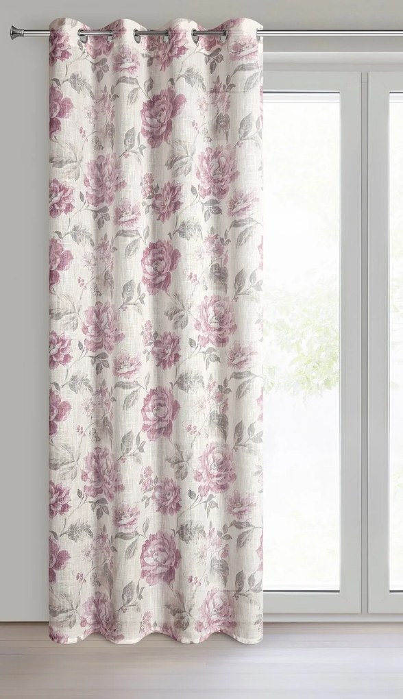 ZÁVES NA KRÚŽKOCH DAVENA 140X250 CM KVETY