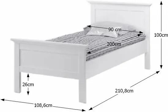 Jednolôžková posteľ Paris 77801 90 - biela