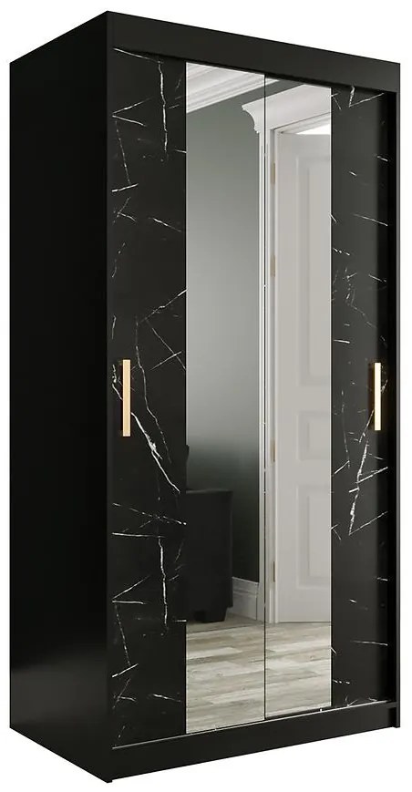 Skriňa Marmur T1 100 čierna/mramor čierna