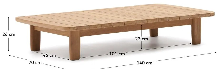 Záhradný odkladací stolík z tíkového dreva 70x140 cm Tirant – Kave Home
