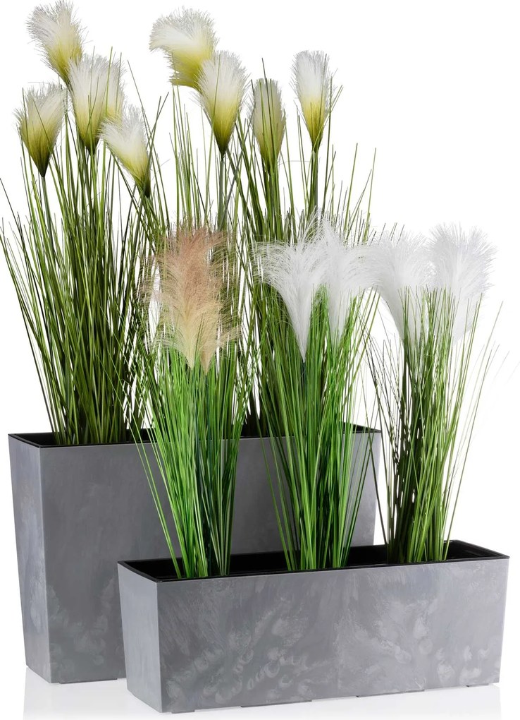 PLASTOVÝ KVETINÁČ BOUQUET 19X56 CM IMITÁCIA BETÓNU SIVÁ