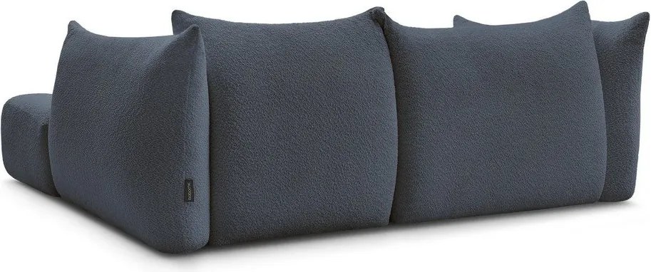 Tmavomodrá rohová pohovka z textílie buklé (pravý roh/s leňoškou) Azra – Bobochic Paris