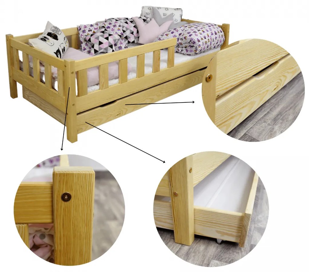 Raj posteli Detská posteľ KLASIK junior 160x80 cm prírodná