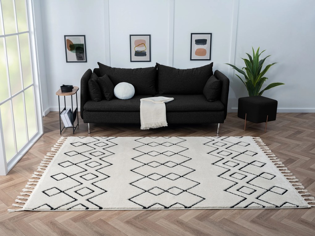 Kusový koberec Moroccan Dream weiß, 200x290, čiernobiela, obývacia izba, My Flair