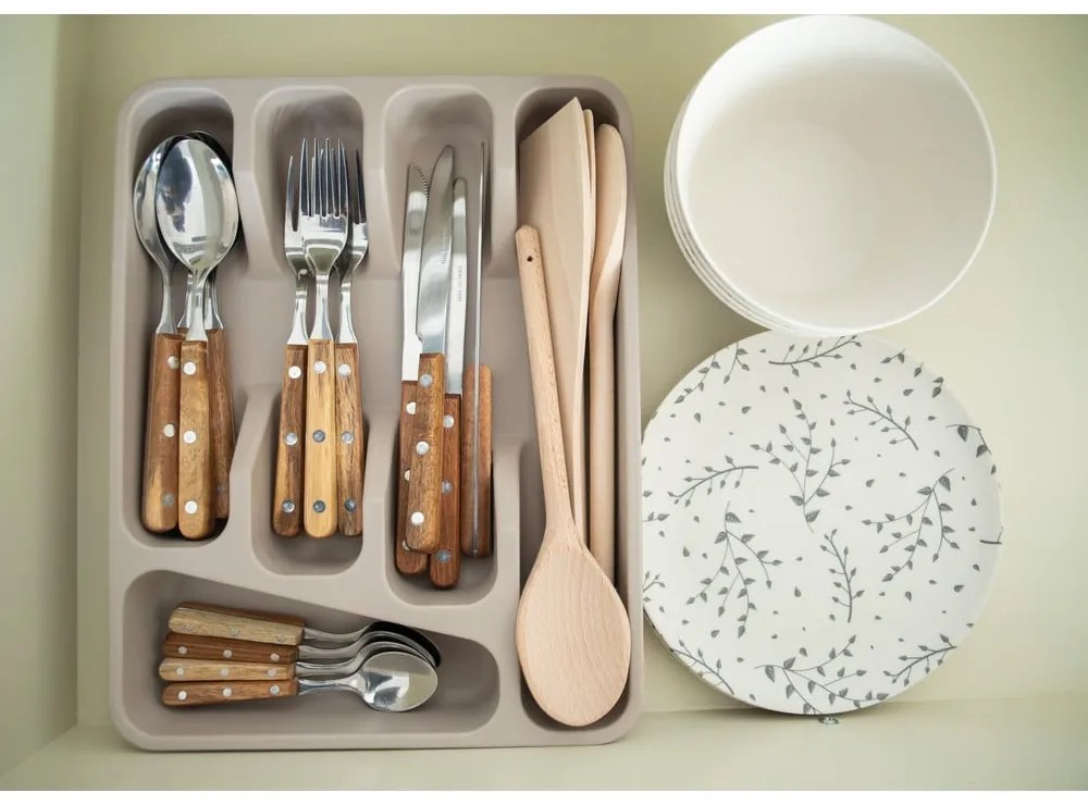 Béžový bambusový organizér na príbory Kitchen Craft Natural Elements