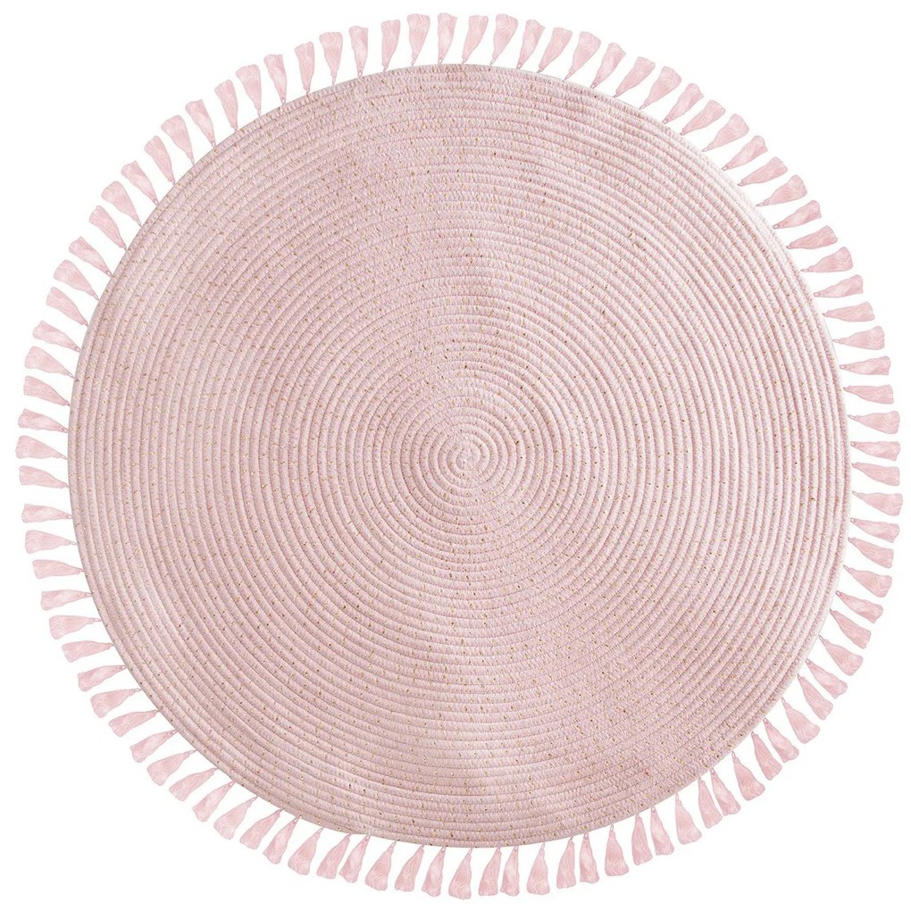 Ružový koberec so strapcami a zlatým lurexom ružová - Atmosphera Créateur d'intérieur® (ennyroom.sk)