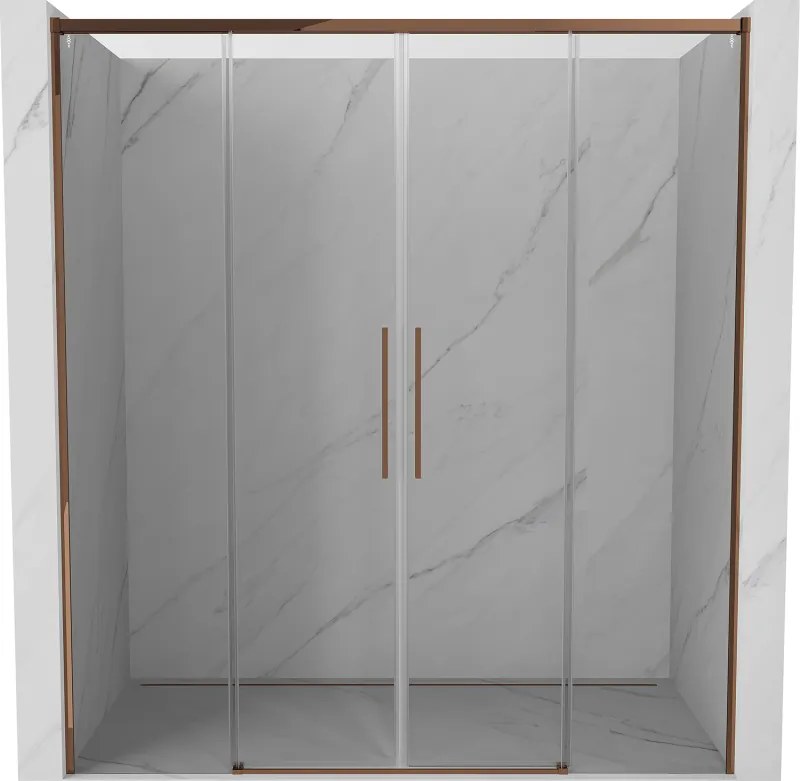 Mexen Rox, posuvné sprchové dvere 190 cm, 8mm číre sklo, ružové zlato profil, 8C2-190-002-60-00