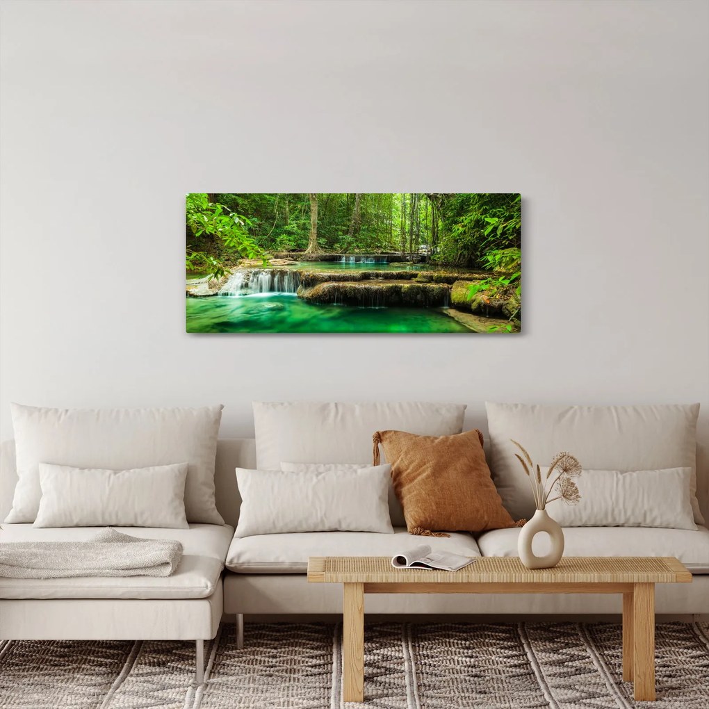Obraz - Zelený vodopád (120x50 cm)