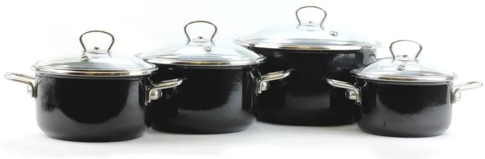 BELIS Sfinx Premium Black smaltovaná sada hrncov, 8 ks